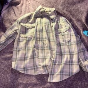 SHEIN Plaid Cardigan in Green and Cream